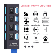 USB 3.0 Hub USB Hub 3.0 Multi USB Splitter 4/7 Port Multiple Expander - Sunny Side Store