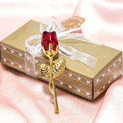 Valentines Day Gift Crystal Glass Rose Artificial Flower Silver Gold Rod Rose - Sunny Side Store