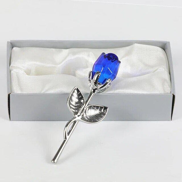 Valentines Day Gift Crystal Glass Rose Artificial Flower Silver Gold Rod Rose - Sunny Side Store