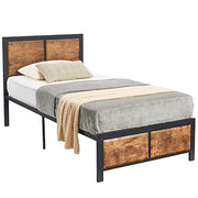 VECELO Twin Size Platform Bed Frame with Black Wood Headboard, Mattress Foundation, Strong Metal Slats Support, No Box Spring Needed Sunny Side Store