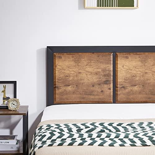 VECELO Twin Size Platform Bed Frame with Black Wood Headboard, Mattress Foundation, Strong Metal Slats Support, No Box Spring Needed Sunny Side Store