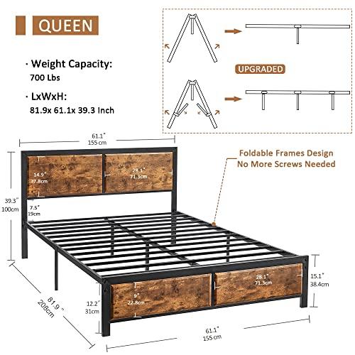 VECELO Twin Size Platform Bed Frame with Black Wood Headboard, Mattress Foundation, Strong Metal Slats Support, No Box Spring Needed Sunny Side Store