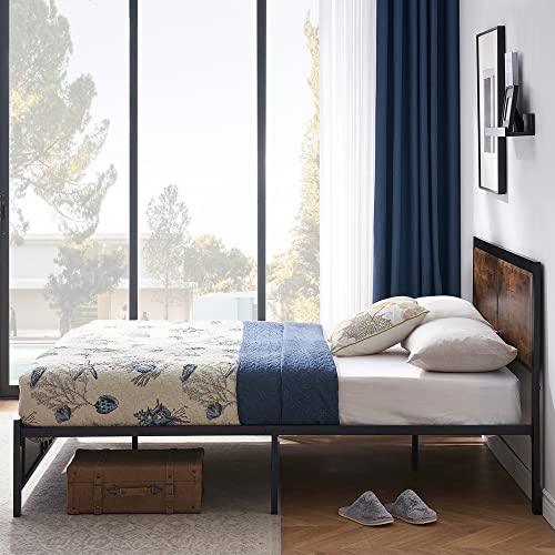 VECELO Twin Size Platform Bed Frame with Black Wood Headboard, Mattress Foundation, Strong Metal Slats Support, No Box Spring Needed Sunny Side Store