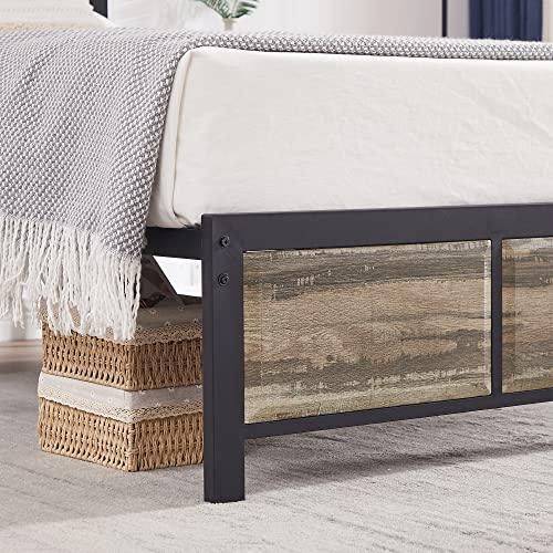 VECELO Twin Size Platform Bed Frame with Black Wood Headboard, Mattress Foundation, Strong Metal Slats Support, No Box Spring Needed Sunny Side Store