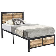 VECELO Twin Size Platform Bed Frame with Black Wood Headboard, Mattress Foundation, Strong Metal Slats Support, No Box Spring Needed Sunny Side Store