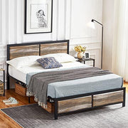 VECELO Twin Size Platform Bed Frame with Black Wood Headboard, Mattress Foundation, Strong Metal Slats Support, No Box Spring Needed Sunny Side Store