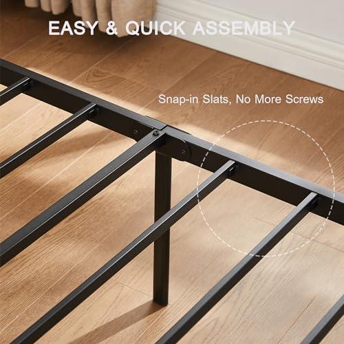 VECELO Twin Size Platform Bed Frame with Black Wood Headboard, Mattress Foundation, Strong Metal Slats Support, No Box Spring Needed Sunny Side Store