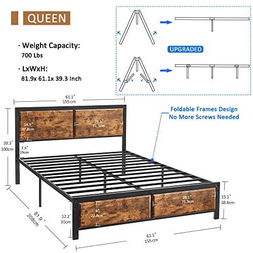 VECELO Twin Size Platform Bed Frame with Black Wood Headboard, Mattress Foundation, Strong Metal Slats Support, No Box Spring Needed Sunny Side Store