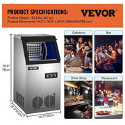 VEVOR 30KG 35KG 40KG 60KG/24H Commercial Ice Maker Ice Cube Machine High Ice Yield & Storage Home Appliance for Bar Cafeteria - Sunny Side Store Sunny Side Store  317.99