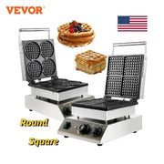 VEVOR Commercial Electric Waffle Maker Kitchen Appliance Home Round Square Shape Baking Pan Toaster Cake Baker Cooking Gaufriers - Sunny Side Store Sunny Side Store  156.99