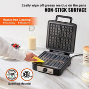 VEVOR Waffle Maker 1200W Square Waffle Iron Non-Stick Waffle Baker Machine with Five-setting Browning Controls 4 Slice 120V - Sunny Side Store Sunny Side Store  58.00