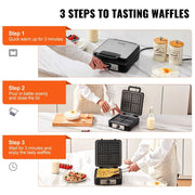 VEVOR Waffle Maker 1200W Square Waffle Iron Non-Stick Waffle Baker Machine with Five-setting Browning Controls 4 Slice 120V - Sunny Side Store Sunny Side Store  58.00