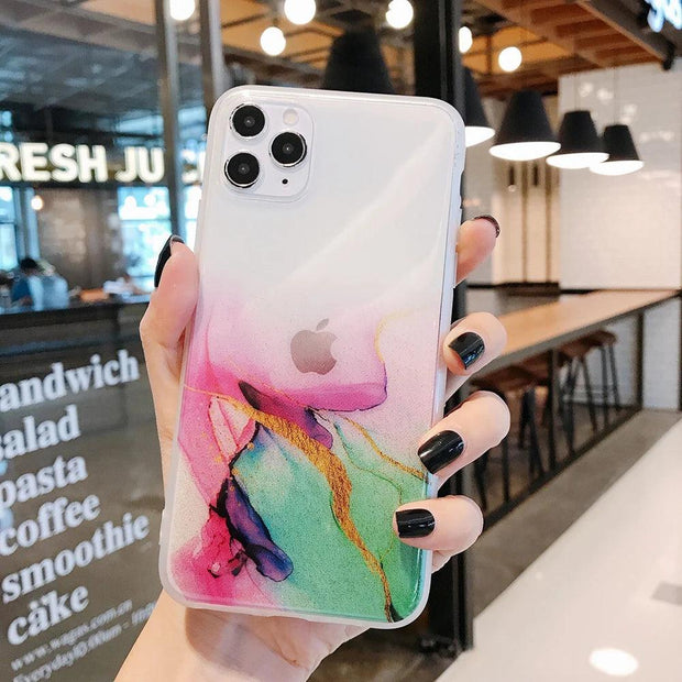 Vintage Colorful Marble Phone Case For iPhone 12 11 Pro Max eprolo