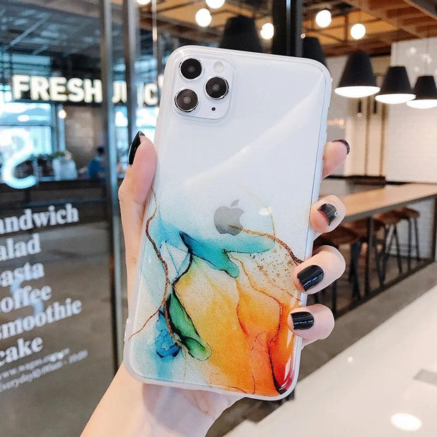 Vintage Colorful Marble Phone Case For iPhone 12 11 Pro Max eprolo