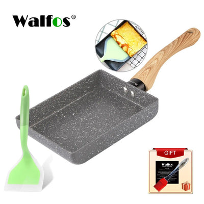 Walfos Frying Pan Tamagoyaki Omelette Black Non-Stick Pan Fry Egg Pan Pancake Kitchen Pot Maker Breakfast Pot Mini Cook - Sunny Side Store Sunny Side Store  17.50