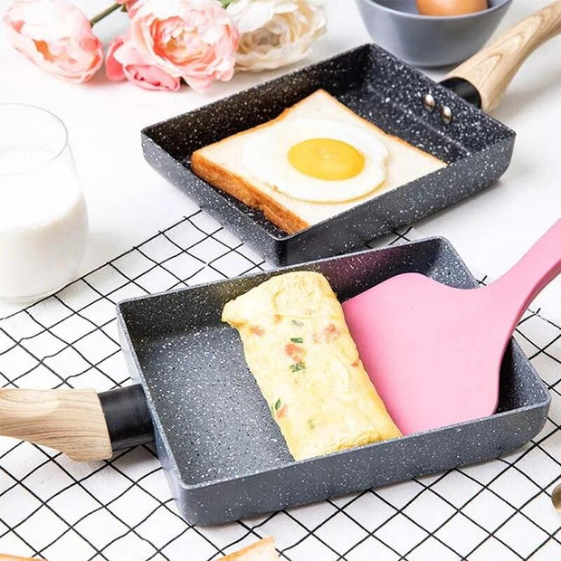 Walfos Frying Pan Tamagoyaki Omelette Black Non-Stick Pan Fry Egg Pan Pancake Kitchen Pot Maker Breakfast Pot Mini Cook - Sunny Side Store Sunny Side Store  17.50