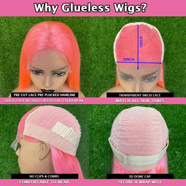 Wear Go Glueless Wig Pink 13x6 Transparent Lace Front Wig Body Wave Wigs For Women 613 Colored 13x4 Lace Front Human Hair Wigs - Sunny Side Store