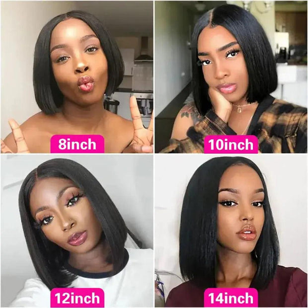 Wiggogo Short Bob Wig Lace Front Human Hair Wigs 13X4 Straight Lace Front Wigs Brazilian Transparent Lace Frontal Wig Human Hair - Sunny Side Store