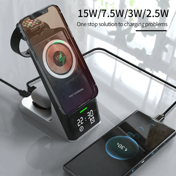 Wireless Charger 6-In-1 Multi-Function Clock Alarm Clock For Apple 14 Mobile Phone Headset Watch Magnetic Suction Fast Charging eprolo