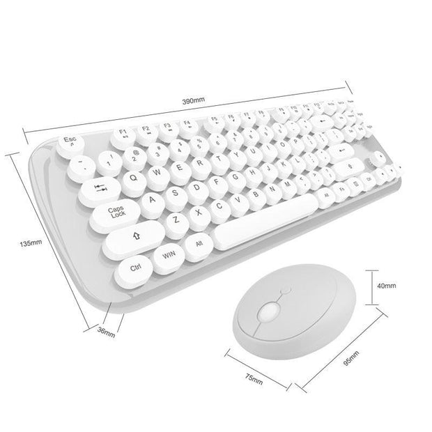 Wireless Keyboard And Mouse Set Girls Color Retro - Sunny Side Store