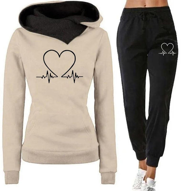 Woman Tracksuit Two Piece Set Winter Warm Hoodies+Pants Pullovers Sweatshirts Female Jogging Woman Clothing Sports Suit Outfits - Sunny Side Store