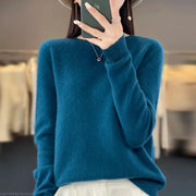 Women 100% Pure Merino Wool Knitted Sweater Autumn Winter Fashion O-Neck Top Cashmere Warm Pullover Seamless Jumper Clothes - Sunny Side Store