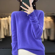 Women 100% Pure Merino Wool Knitted Sweater Autumn Winter Fashion O-Neck Top Cashmere Warm Pullover Seamless Jumper Clothes - Sunny Side Store