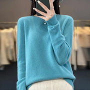 Women 100% Pure Merino Wool Knitted Sweater Autumn Winter Fashion O-Neck Top Cashmere Warm Pullover Seamless Jumper Clothes - Sunny Side Store