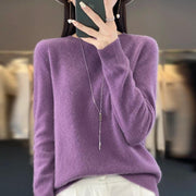 Women 100% Pure Merino Wool Knitted Sweater Autumn Winter Fashion O-Neck Top Cashmere Warm Pullover Seamless Jumper Clothes - Sunny Side Store