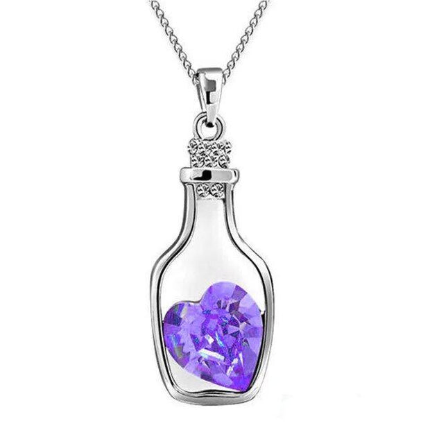 Women Pendant Necklace Creative Ladies Wishing Bottle Crystal Zircon Jewelry - Sunny Side Store