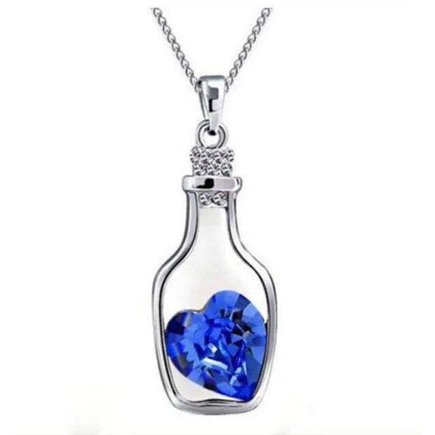 Women Pendant Necklace Creative Ladies Wishing Bottle Crystal Zircon Jewelry - Sunny Side Store