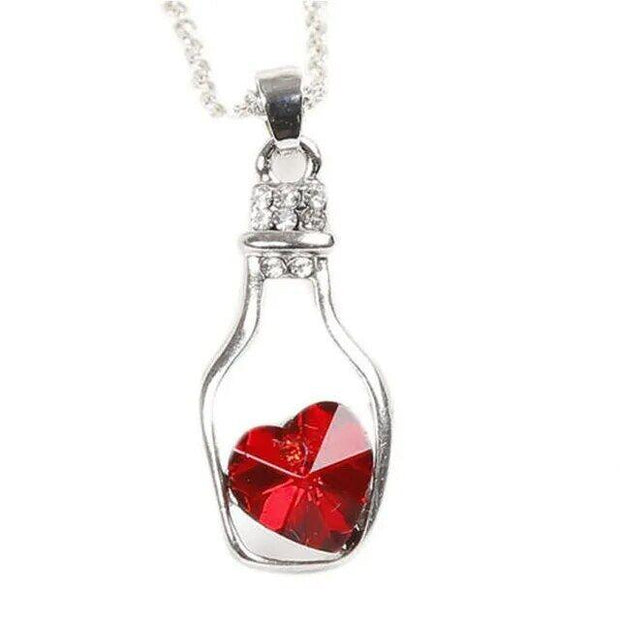 Women Pendant Necklace Creative Ladies Wishing Bottle Crystal Zircon Jewelry - Sunny Side Store