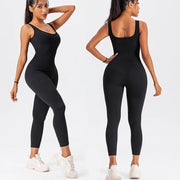 Women Ribbed Yoga Jumpsuits Workout Ribbed Long Sleeve Sport One Piece Tummy Control Seamless Fitness Sportwear - Sunny Side Store