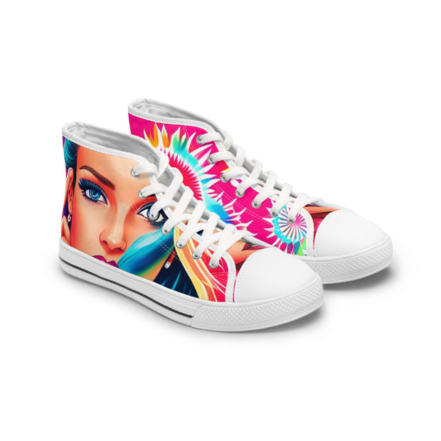 Women's High Top Sneakers - Sunny Side Store Printify US-12-White-sole 35.00