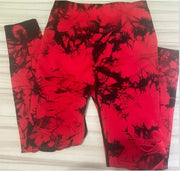 Women Tie Dye Hollow Out Leggings Sports Pants Fitness Sportswear Sexy High Waisted Push Up Gym Tights Red Running Leggings - Sunny Side Store Sunny Side Store  11.35