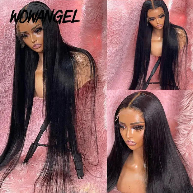 Wow Angel 13x6 HD Lace Frontal Wig Brazilian Straight Lace Front Human Hair Wig Deep Part Pre plucked Fitted Hairline Melt Skins - Sunny Side Store