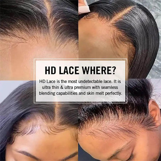 WOWANGEL 13x4 Real HD Lace Front Human Hair Wigs Short Straight Bob Wigs For Black Women Natural Hairline Preplucked Melt Skins - Sunny Side Store