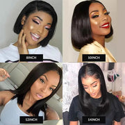 WOWANGEL 13x4 Real HD Lace Front Human Hair Wigs Short Straight Bob Wigs For Black Women Natural Hairline Preplucked Melt Skins - Sunny Side Store