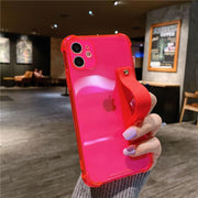 Wrist Strap Transparent Phone Case For iPhone 11 11Pro Max XR XS Max X 7 8 Plus 11Pro 12 Pro Fluorescent Color Soft Back Cover eprolo