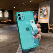 Wrist Strap Transparent Phone Case For iPhone 11 11Pro Max XR XS Max X 7 8 Plus 11Pro 12 Pro Fluorescent Color Soft Back Cover eprolo