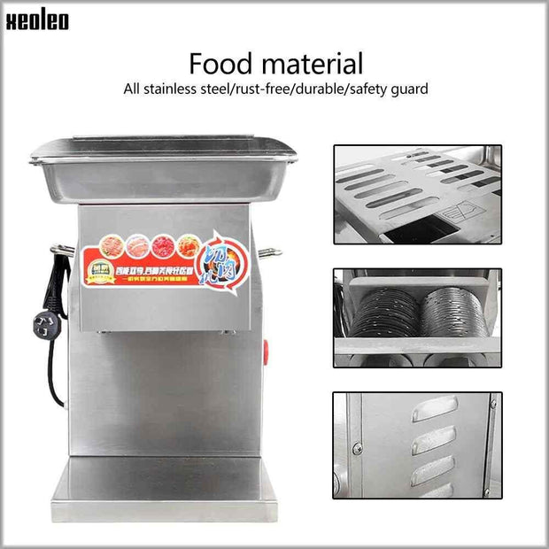 XEOLEO Commercial Meat slicer Electric Meat cutter Stainless steel Slice machine Meat cut machine 2.5/3/4/5/6/8mm 250KG/h 550W - Sunny Side Store