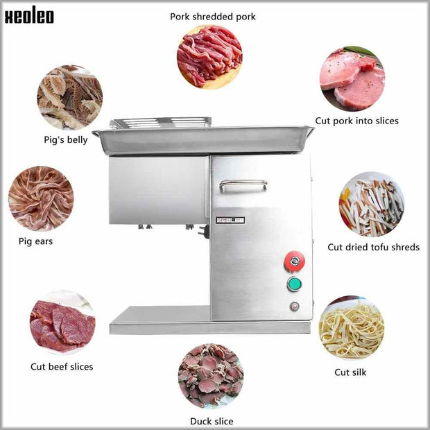 XEOLEO Commercial Meat slicer Electric Meat cutter Stainless steel Slice machine Meat cut machine 2.5/3/4/5/6/8mm 250KG/h 550W - Sunny Side Store