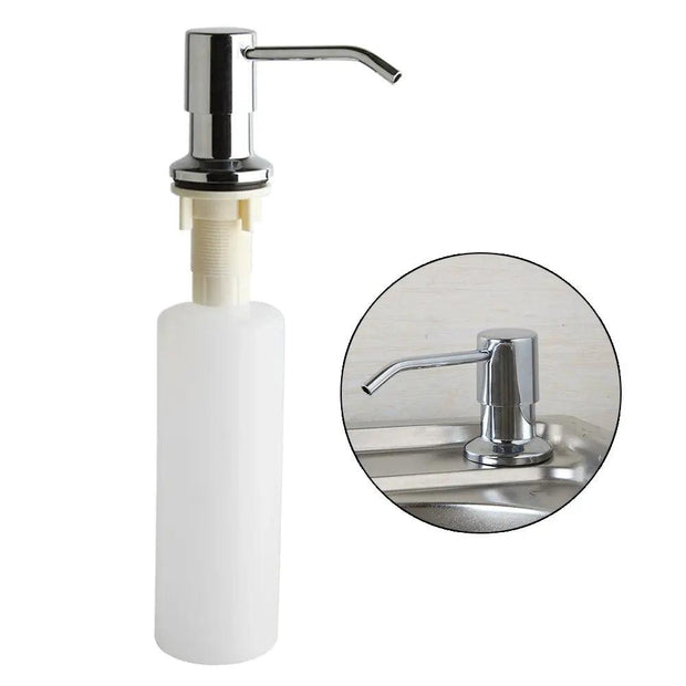 YANKSMART Kitchen Soap Dispensers Stainless Steel Pump Chrome Finished 300ML Deck Mounted Built In Counter Top Dispense Bottle - Sunny Side Store