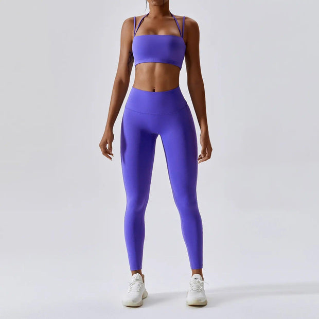 Yoga Clothing Sets Athletic Wear Women High Waist Leggings And Top Two Piece Set Seamless Gym Tracksuit Fitness Workout Outfits - Sunny Side Store