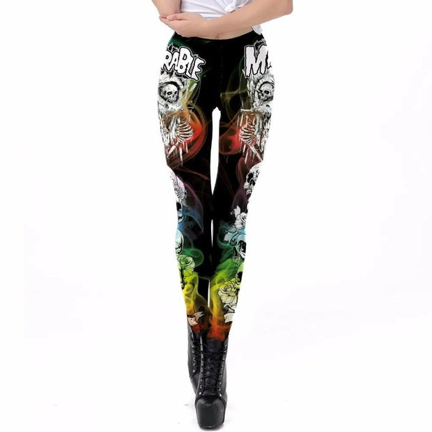 [You're My Secret] 2021 Gothic Skull Legging Women Halloween Miserable Ghost Leggings For Fitness High Waist Leggins Ankle Pants - Sunny Side Store Sunny Side Store  8.57