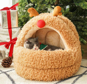 zeze elk yurt cat nest winter warm cat large space semi-enclosed removable and washable pet nest mat eprolo