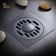 ZGRK Black Brass Floor Drain Deodorant 100x100mm Square Anti-odor Linear Shower Drain Bathroom Balcony Shower Drain Hair Catcher - Sunny Side Store