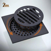 ZGRK Black Brass Floor Drain Deodorant 100x100mm Square Anti-odor Linear Shower Drain Bathroom Balcony Shower Drain Hair Catcher - Sunny Side Store