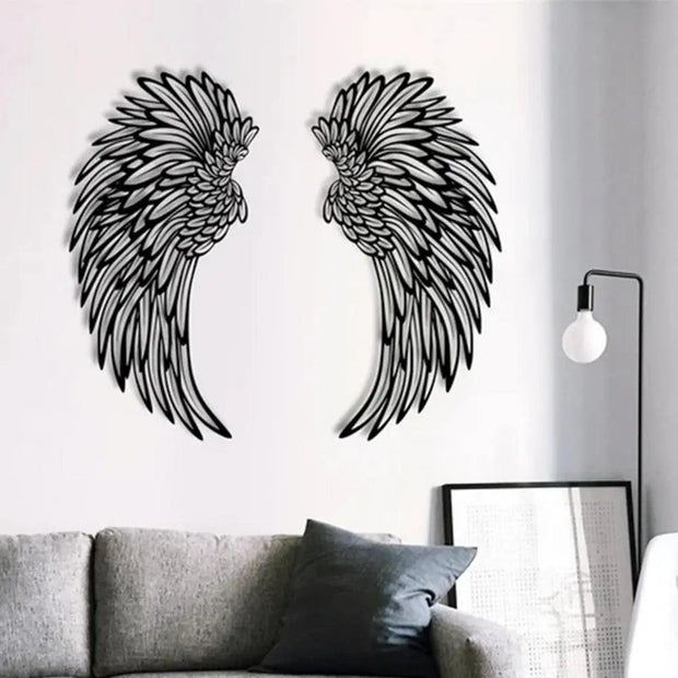 1 Pair Angel Wings Metal Wall Art Decor with Led Lights Wall Hanging Decorations Wall Sculpture Art Angel Wing Decor Photography Sunny Side Store