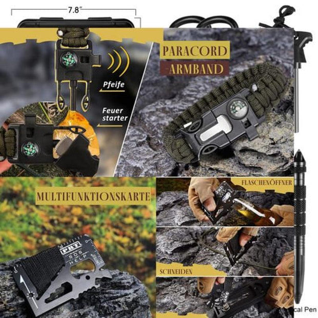 14 in 1 Outdoor Emergency Survival Gear Kit Camping Tactical Tools